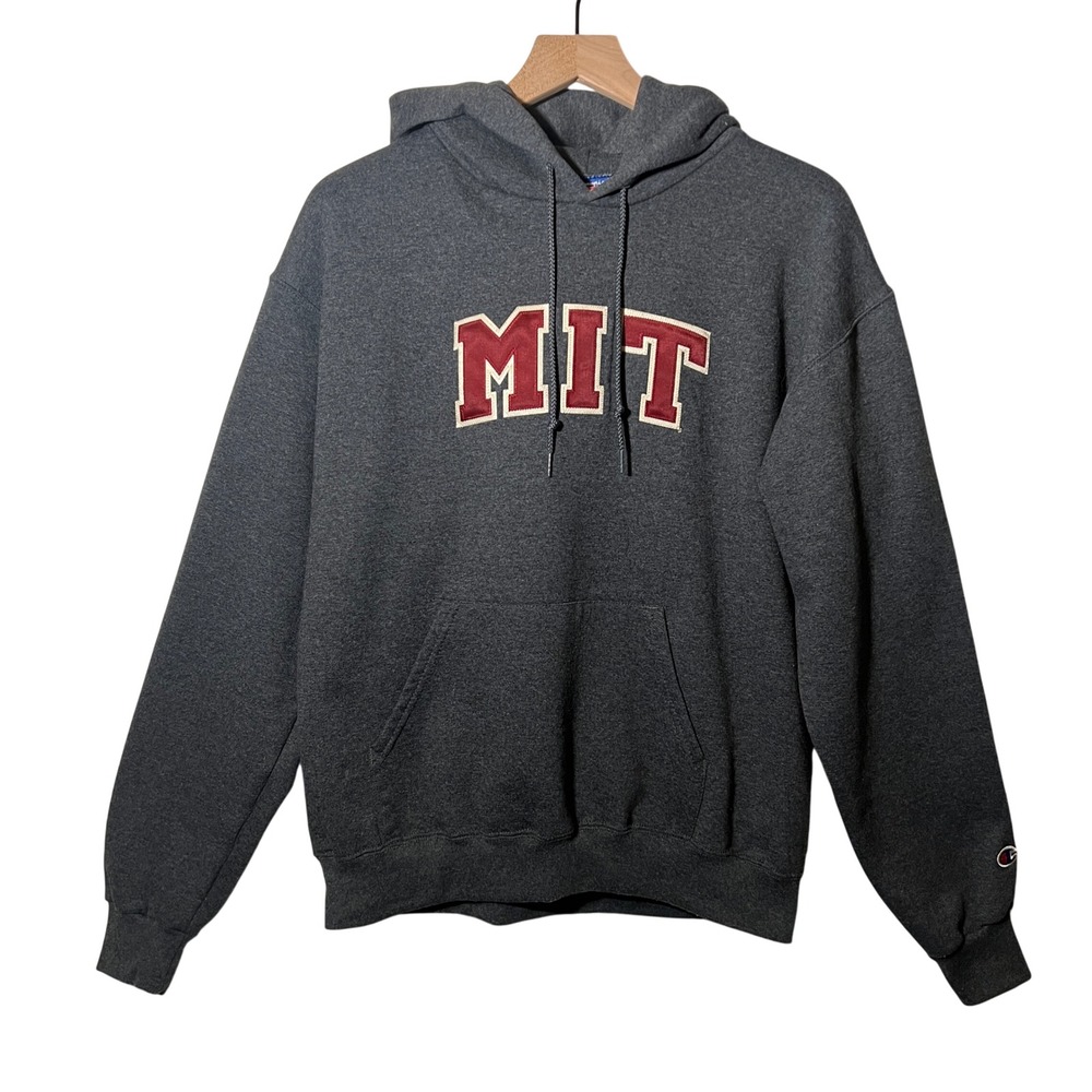 Champion Embroidered MIT Hoodie in Charcoal Grey, Adult Size Medium